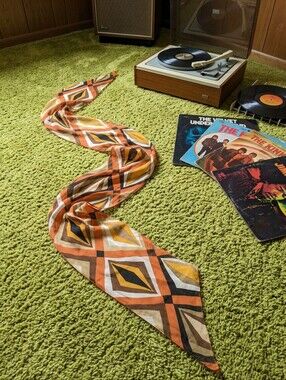 Vintage Saint Laurent Lavaliere Silk Scarf & Vintage Chiffon Square Scarf